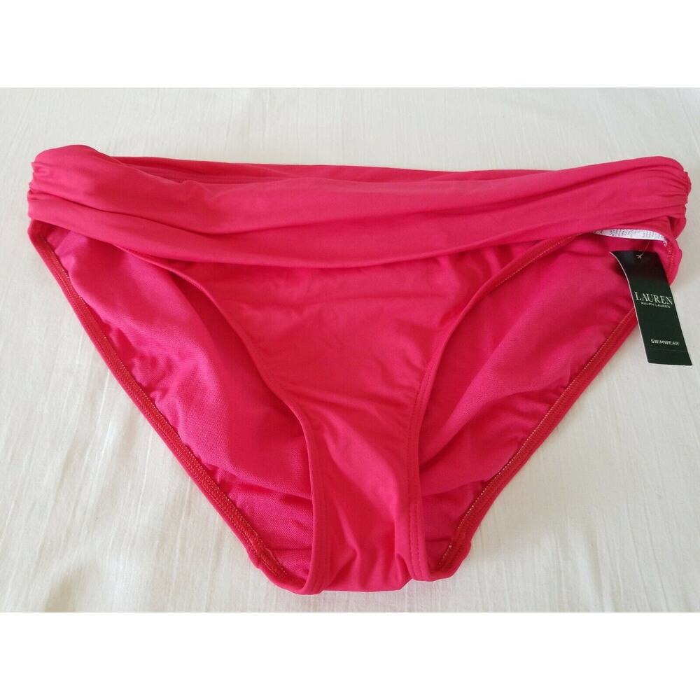 Ralph Lauren raspberry pink ruched banded bikini bottom size 16